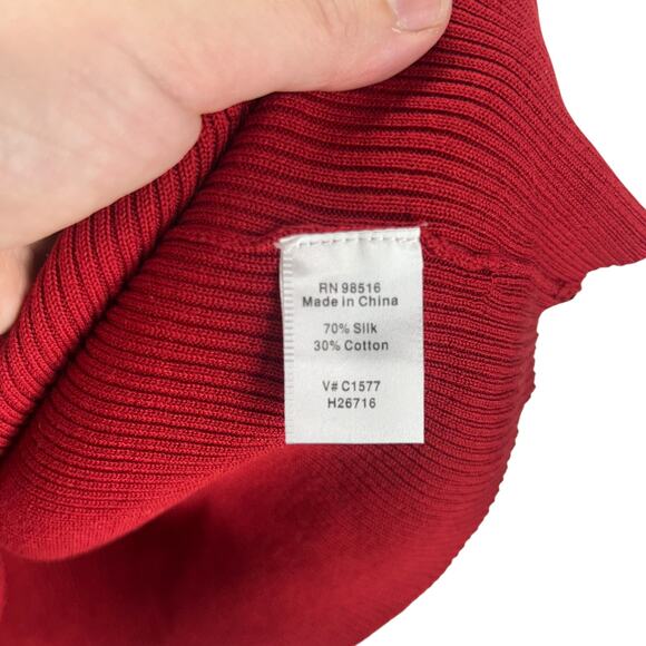 Coldwater Creek Red Mock Neck Ribbed‎ Knit Sweater Tank XL - Picture 5 of 6
